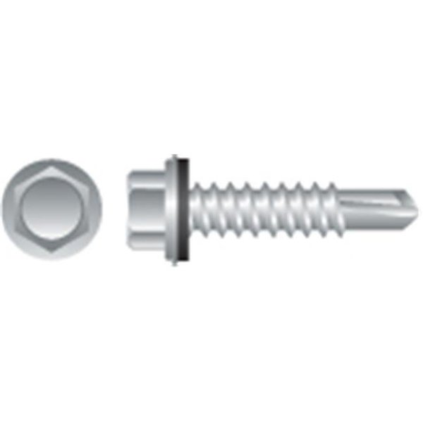 Strong-Point Self-Drilling Screw, #10-16 x 1-1/2 in, Zinc Plated Steel Hex Head Hex Drive HA1024